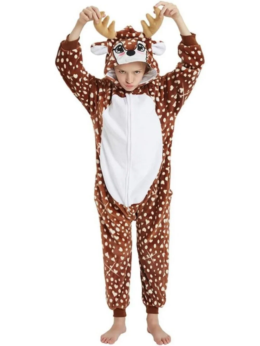 Cozy Kids Deer Onesie - Cute Reindeer Pajama Costume for Halloween & Christmas